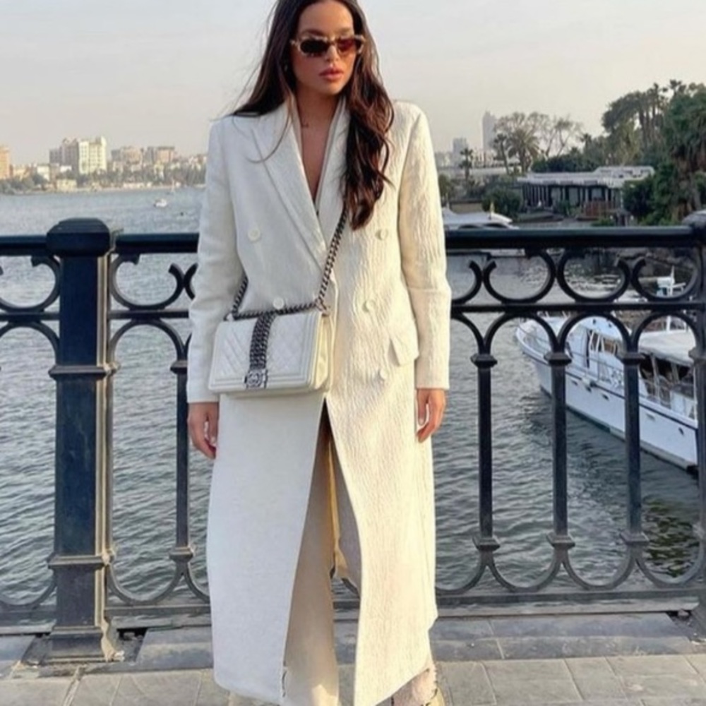 zara ivory coat/trench style